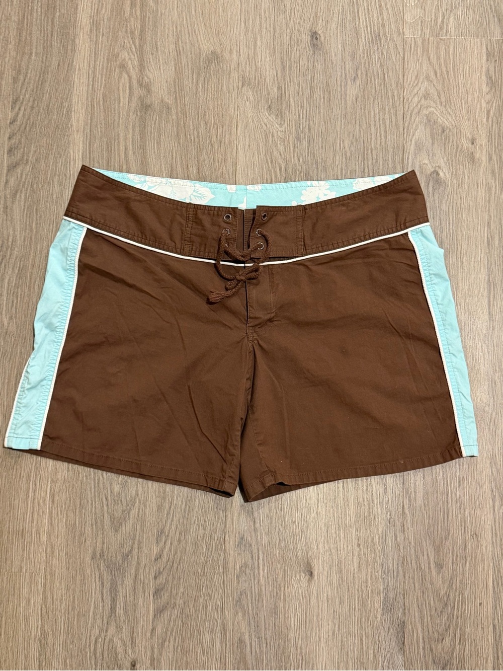 Old Navy Brown Swim Shorts with Light Blue Panels